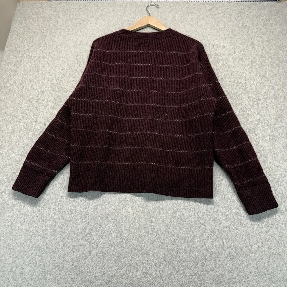 Banana Republic Mens Wool Blend Sweater Burgundy Stripe‎ Crew Neck Large